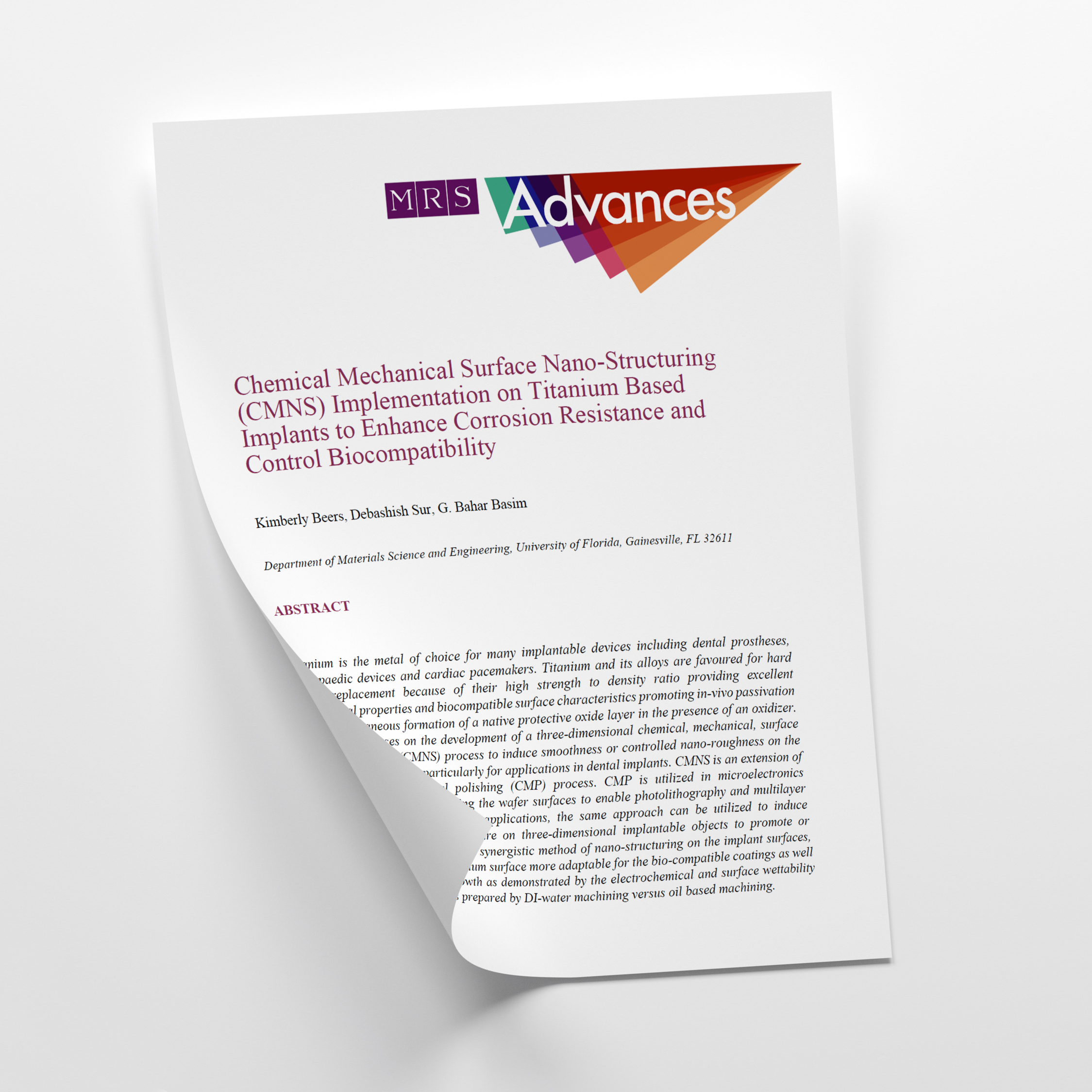 Chemical Mechanical Surface Nano-Structuring (CMNS) Implementation on Titanium Based Implants to Enhance Corrosion Resistance and Control Biocompatibility