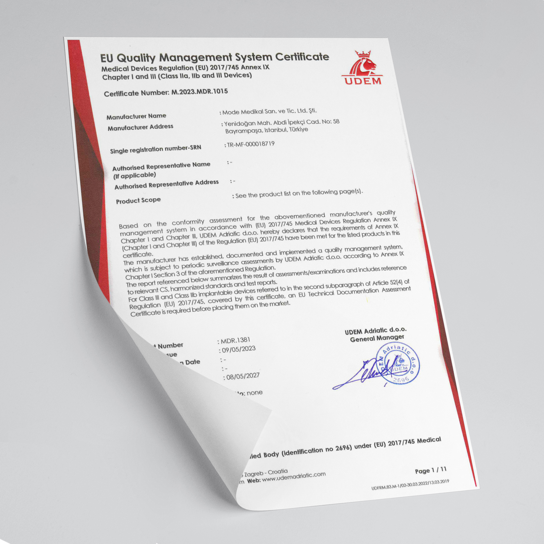 Mode Medikal MDR Certificate Chapter I-III