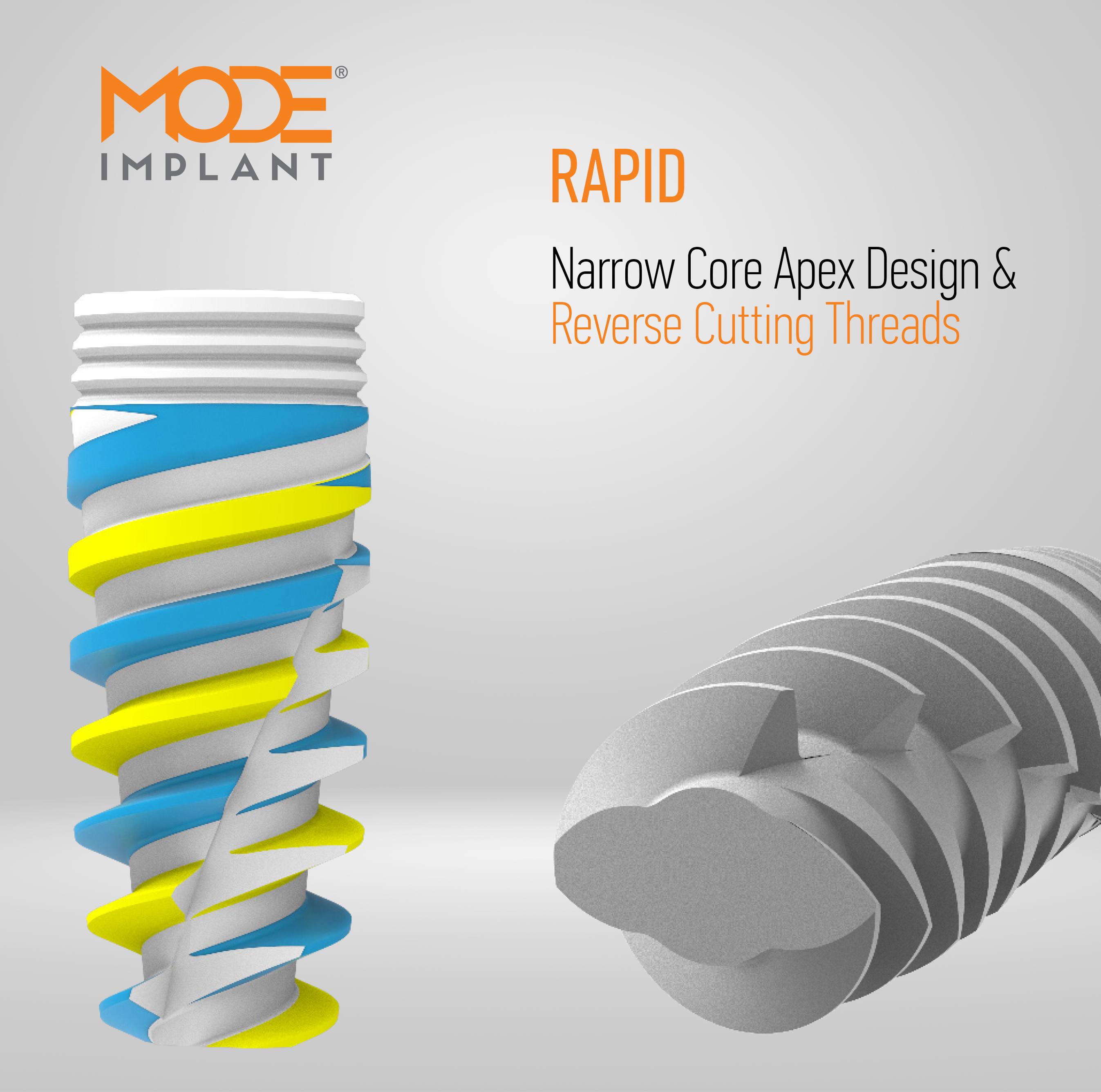 Narrow Core Apex Design &<br><span> Reverse Cutting Threads</span>