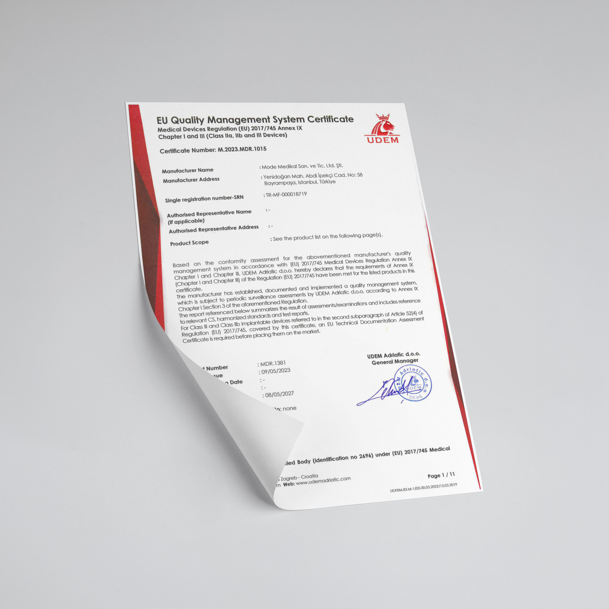 Mode Medikal MDR Certificate Chapter I-III